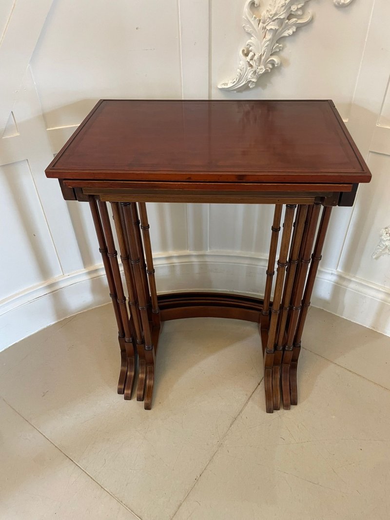 Superb Quality Antique Edwardian Mahogany Inlaid Quartetto Nest of Tables - Image 6